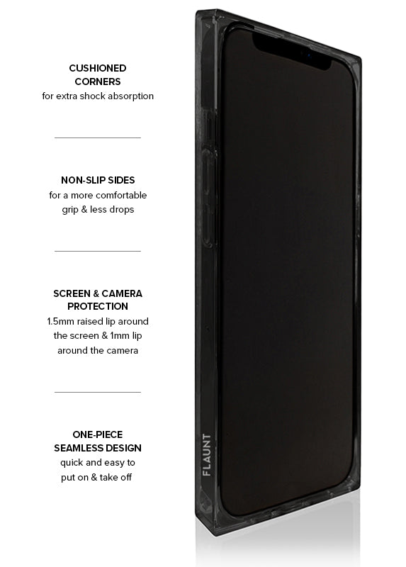 SQUARE® Black Ostrich Faux Leather iPhone Case