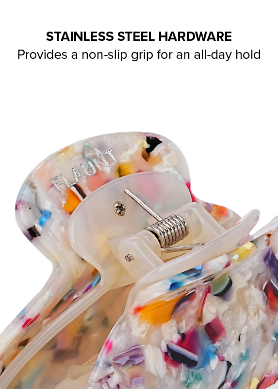 Rainbow Confetti Tortoise Shell Claw Clip