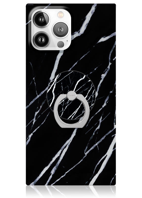 Black Marble Adhesive Phone Ring Stand
