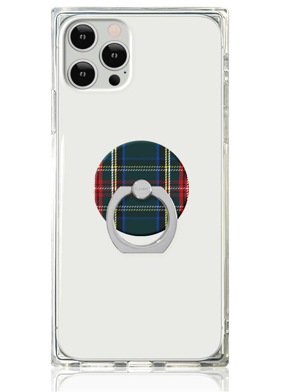 Green Plaid Adhesive Phone Ring Stand