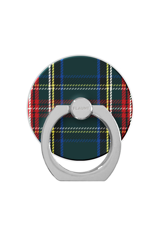 Green Plaid Adhesive Phone Ring Stand