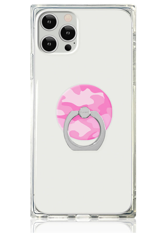 Matte Pink Camo Adhesive Phone Ring Stand