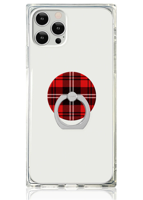 Red Plaid Adhesive Phone Ring Stand
