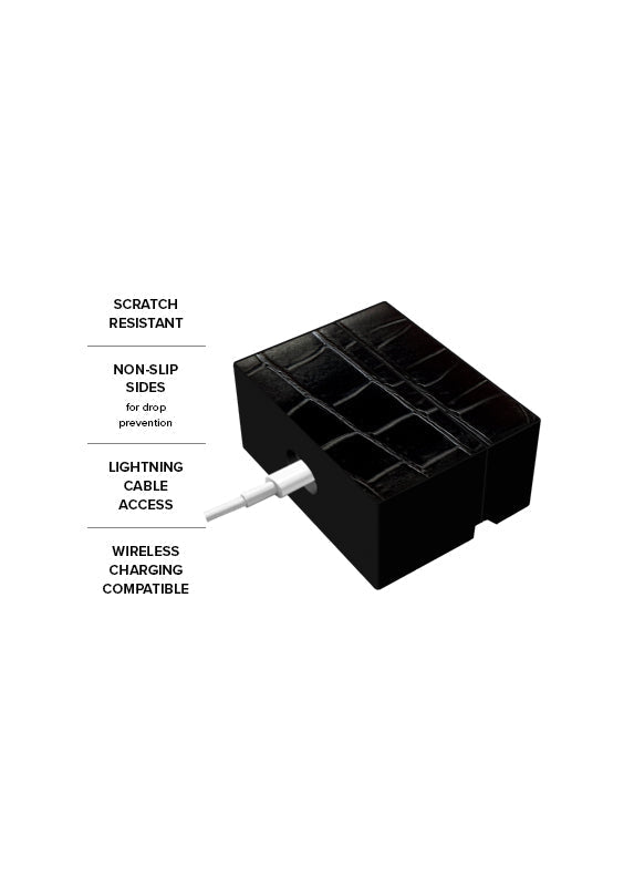 SQUARE® Black Crocodile Faux Leather AirPods Case