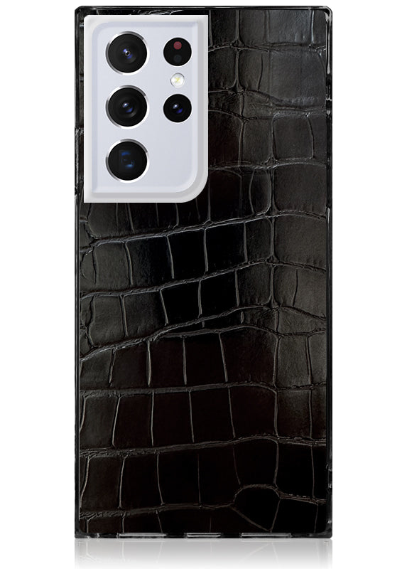 SQUARE® Black Crocodile Faux Leather Galaxy Case