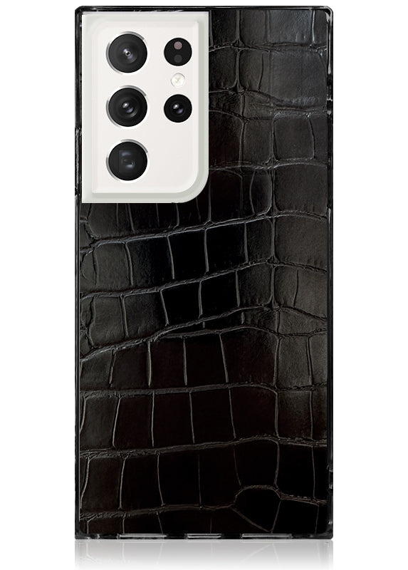 SQUARE® Black Crocodile Faux Leather Galaxy Case