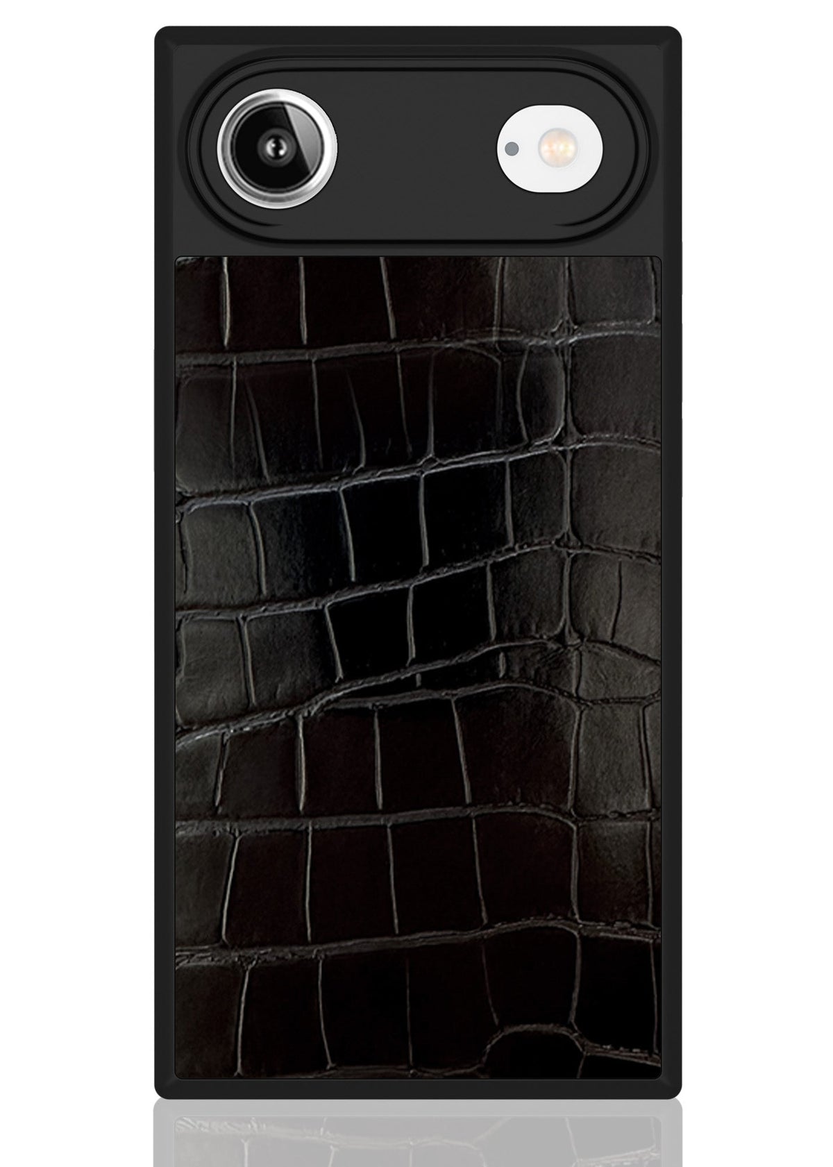 SQUARE® Black Crocodile Faux Leather iPhone Case