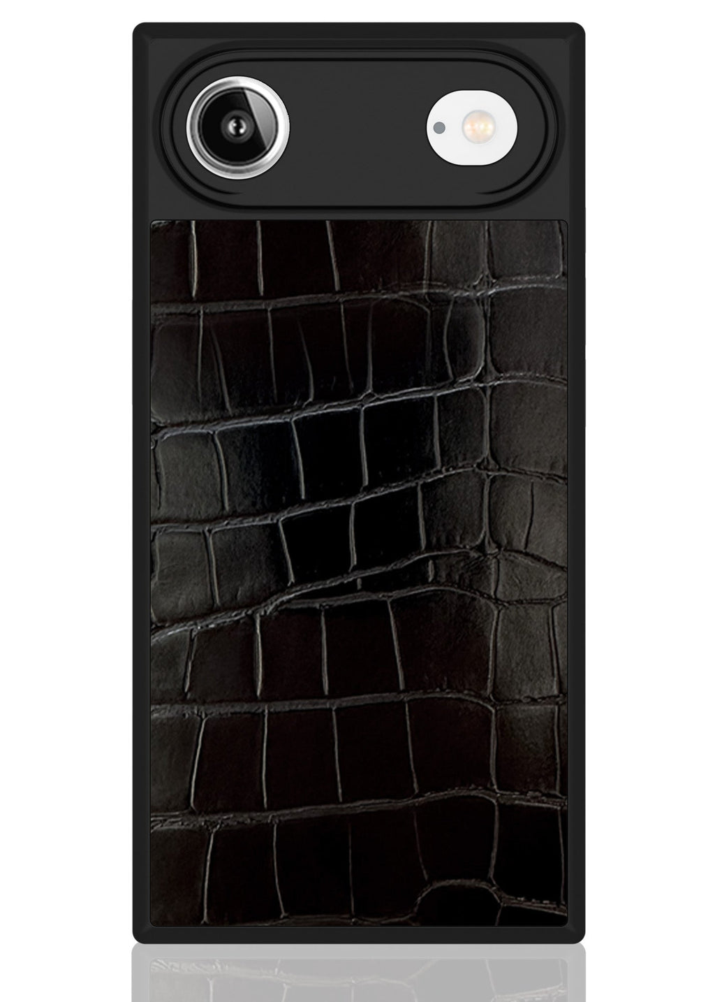 SQUARE® Black Crocodile Faux Leather iPhone Case