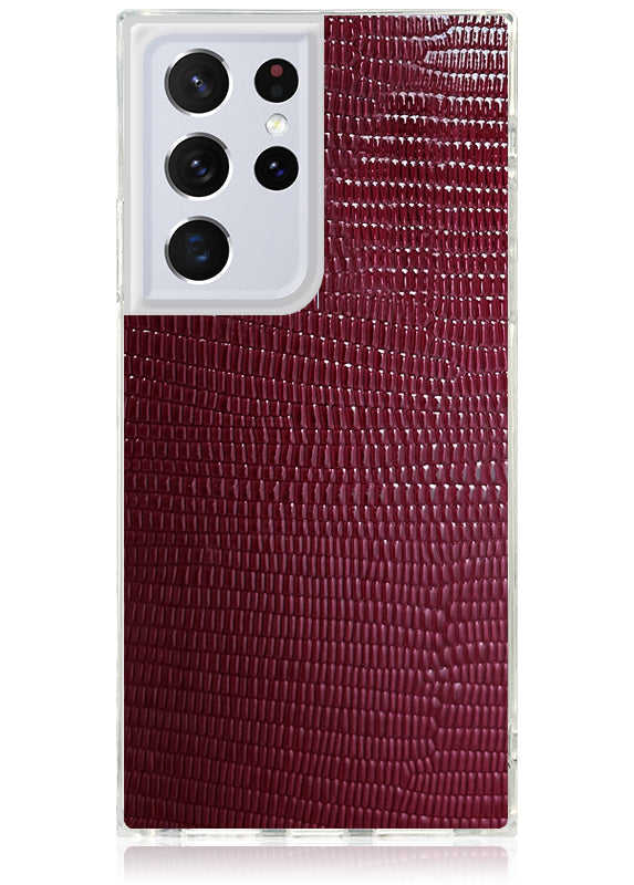 SQUARE® Burgundy Lizard Faux Leather Galaxy Case