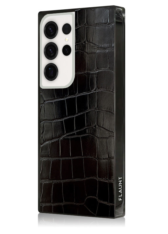 SQUARE® Black Crocodile Faux Leather Galaxy Case