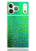 SQUARE® Green Iridescent Crocodile Faux Leather iPhone Case