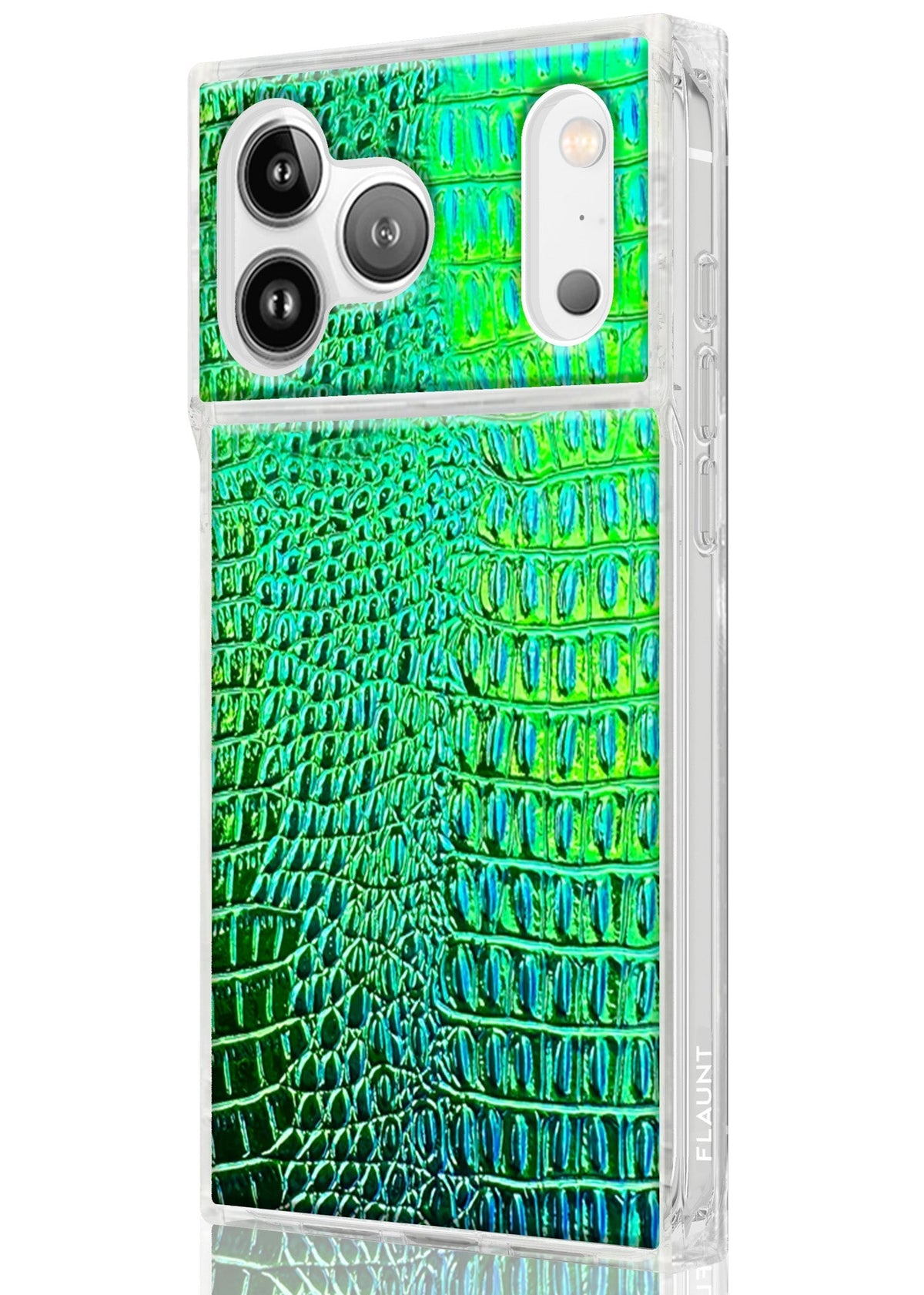 SQUARE® Green Iridescent Crocodile Faux Leather iPhone Case
