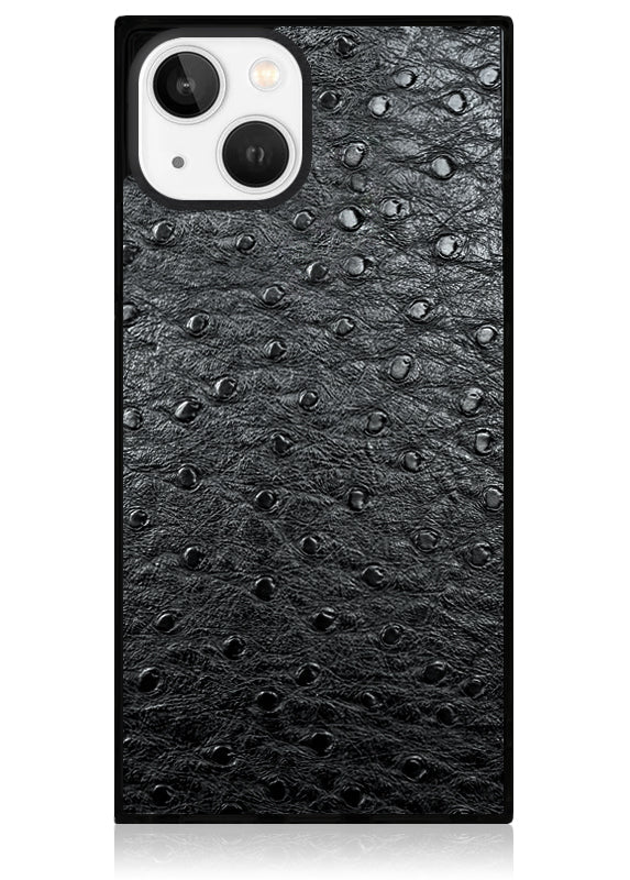 SQUARE® Black Ostrich Faux Leather iPhone Case