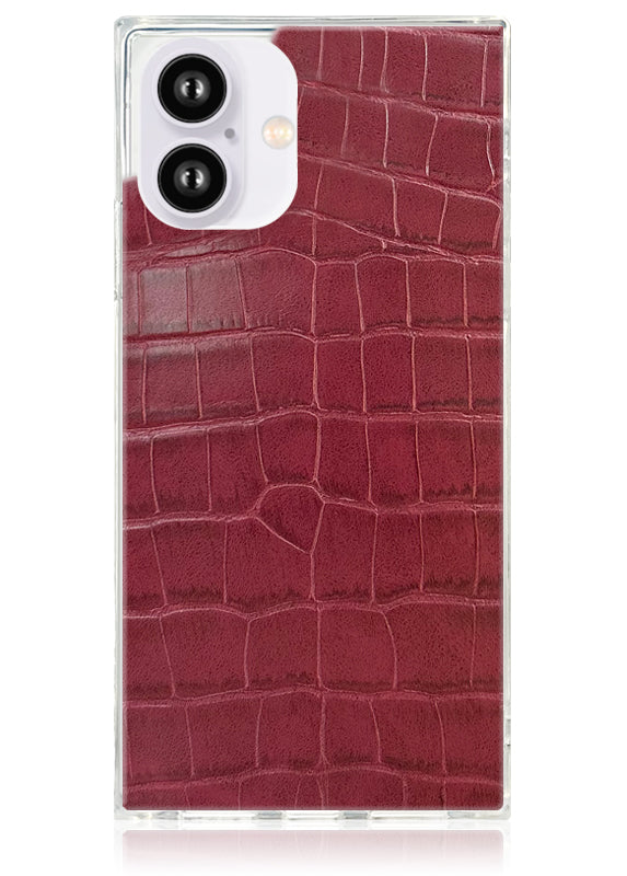 SQUARE® Burgundy Crocodile Faux Leather iPhone Case