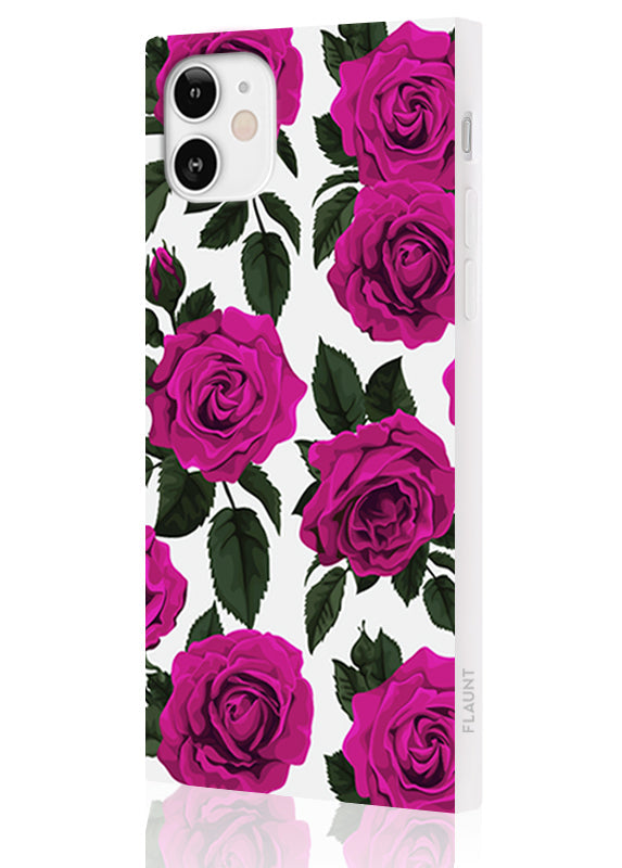 SQUARE® Fuchsia Rose Print iPhone Case