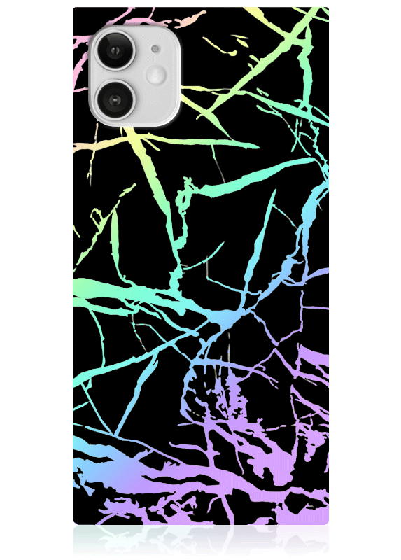 SQUARE® Holographic Black Marble iPhone Case