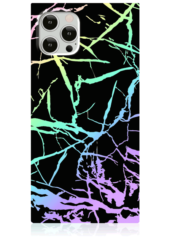 SQUARE® Holographic Black Marble iPhone Case