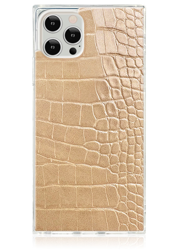 SQUARE® Tan Crocodile Faux Leather iPhone Case