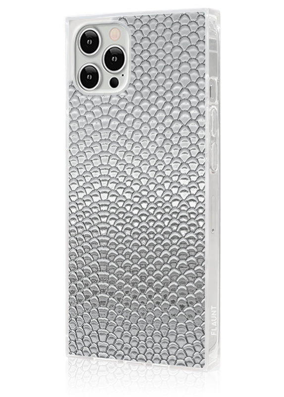 SQUARE® Silver Metallic Snakeskin Faux Leather iPhone Case