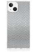 SQUARE® Silver Metallic Snakeskin Faux Leather iPhone Case