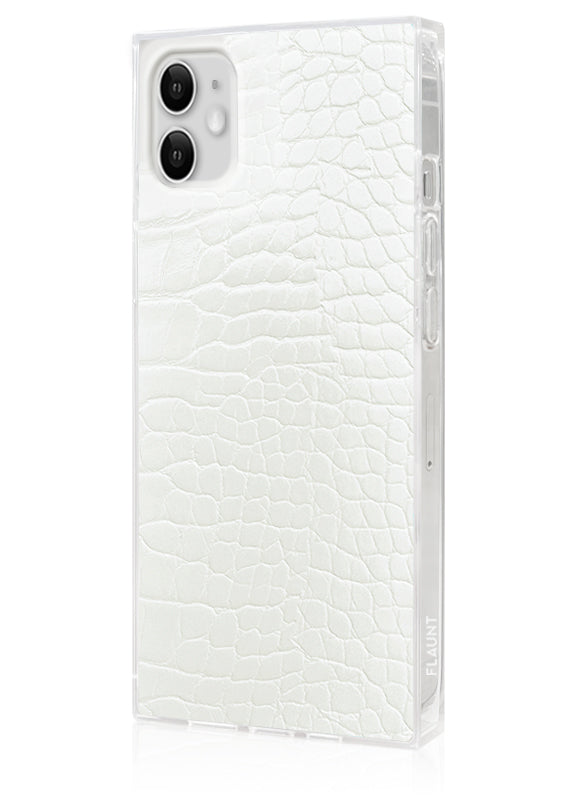 SQUARE® White Crocodile Faux Leather iPhone Case