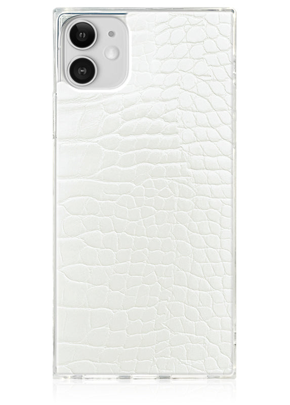 SQUARE® White Crocodile Faux Leather iPhone Case