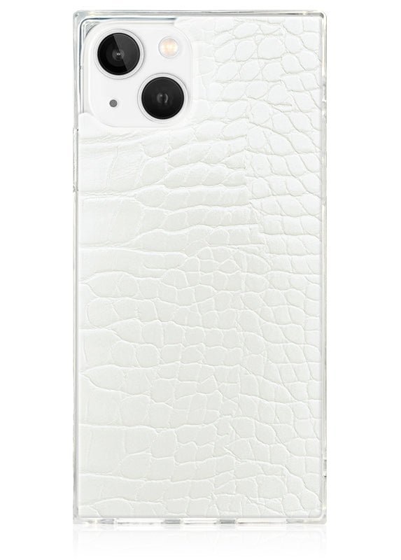 SQUARE® White Crocodile Faux Leather iPhone Case