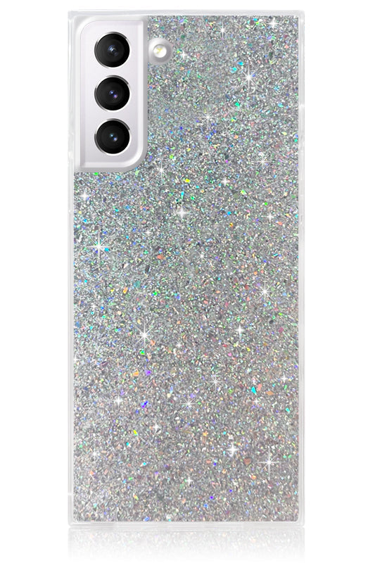 SQUARE® Silver Glitter Galaxy Case