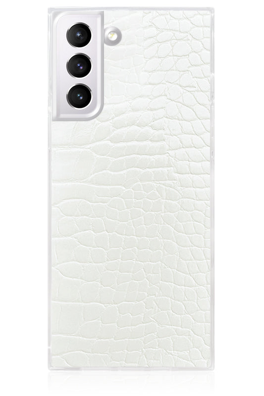 SQUARE® White Crocodile Faux Leather Galaxy Case