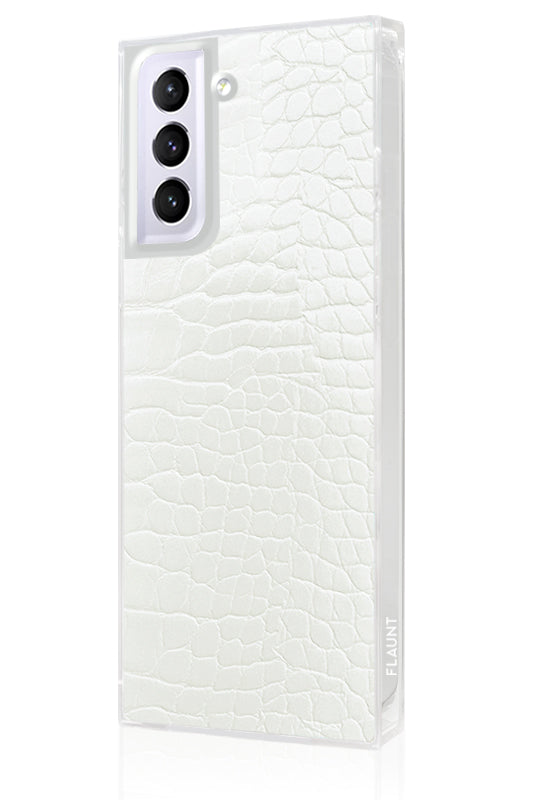 SQUARE® White Crocodile Faux Leather Galaxy Case