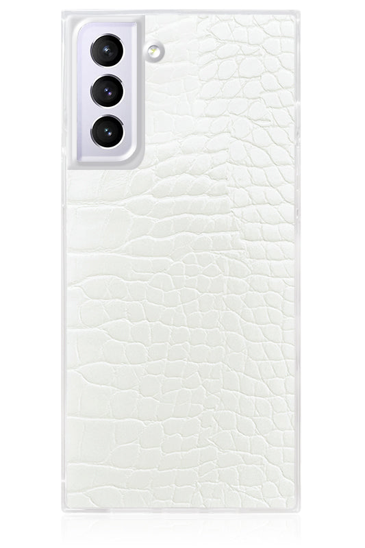 SQUARE® White Crocodile Faux Leather Galaxy Case