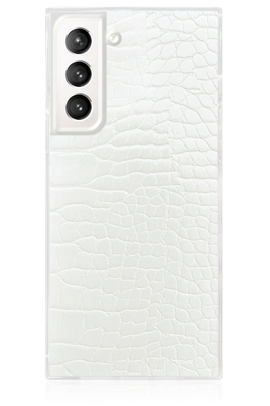 SQUARE® White Crocodile Faux Leather Galaxy Case