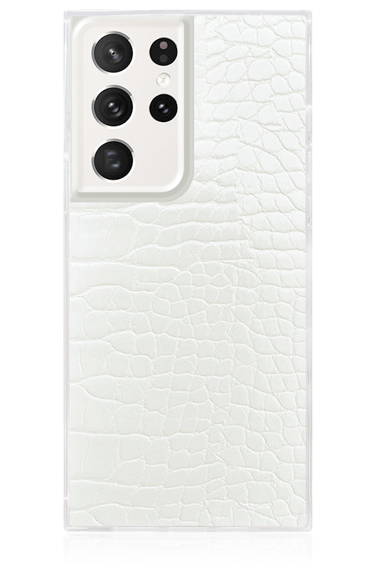 SQUARE® White Crocodile Faux Leather Galaxy Case