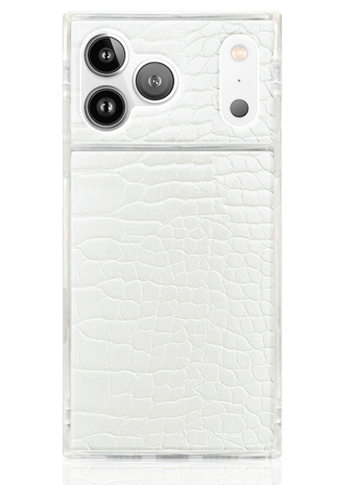 SQUARE® White Crocodile Faux Leather iPhone Case