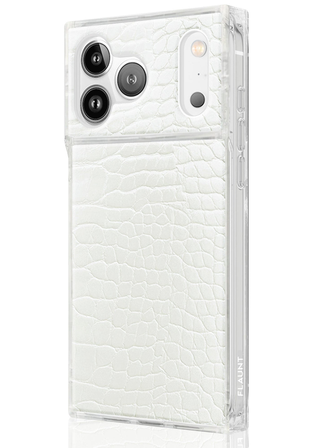SQUARE® White Crocodile Faux Leather iPhone Case
