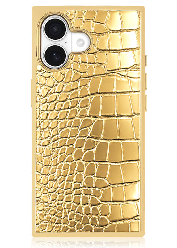 Elite Collection - SQUARE® Gilded Gold Faux Croc iPhone Case