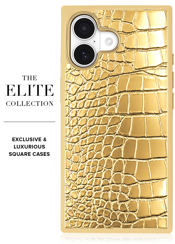 Elite Collection - SQUARE® Gilded Gold Faux Croc iPhone Case