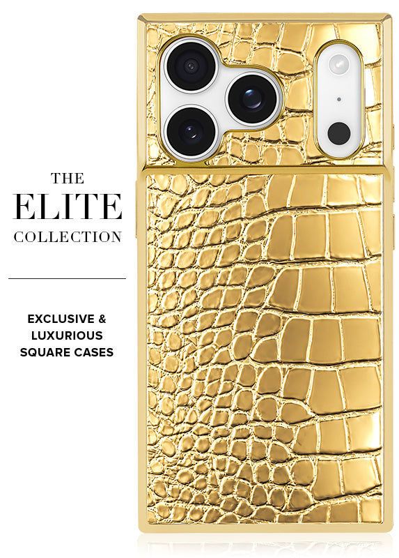 Elite Collection - SQUARE® Gilded Gold Faux Croc iPhone Case