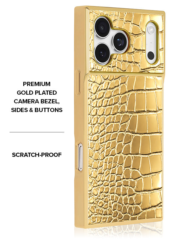 Elite Collection - SQUARE® Gilded Gold Faux Croc iPhone Case