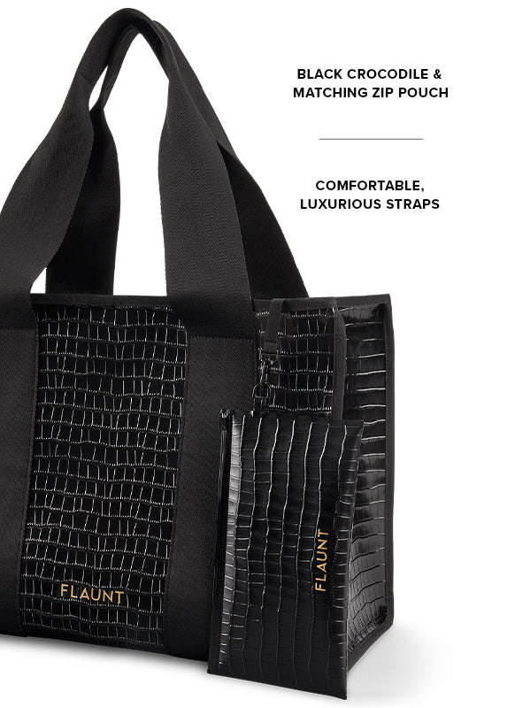 Black Crocodile Everyday Tote Bag