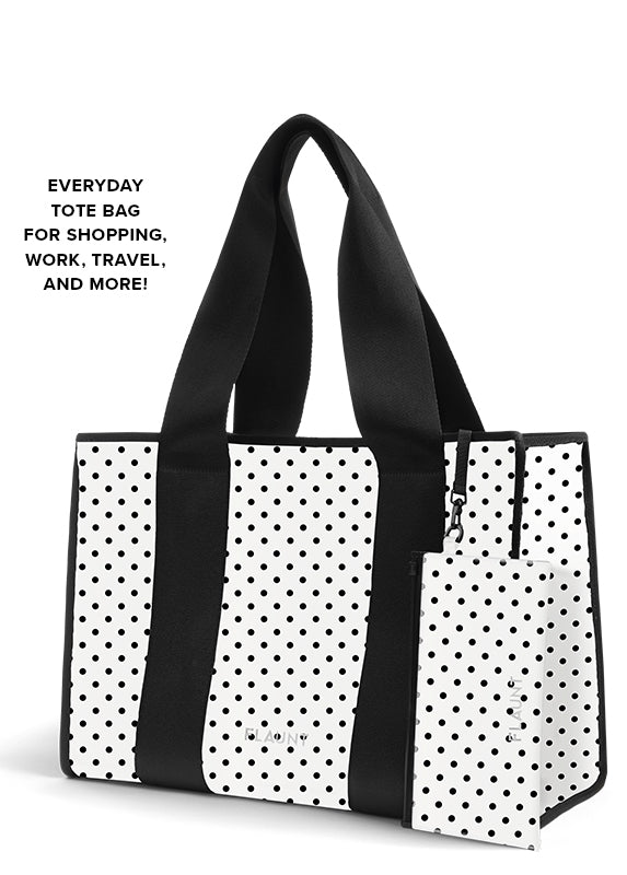 White Polka Dot Everyday Tote Bag