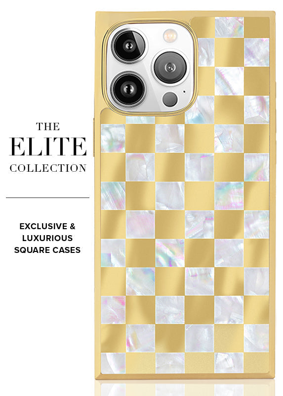 Elite Collection - SQUARE® Gold Checkered Mother of Pearl iPhone Case