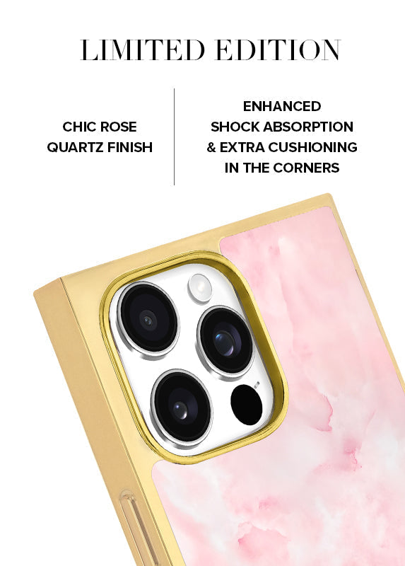 Elite Collection - SQUARE® Gilded Faux Rose Quartz iPhone Case
