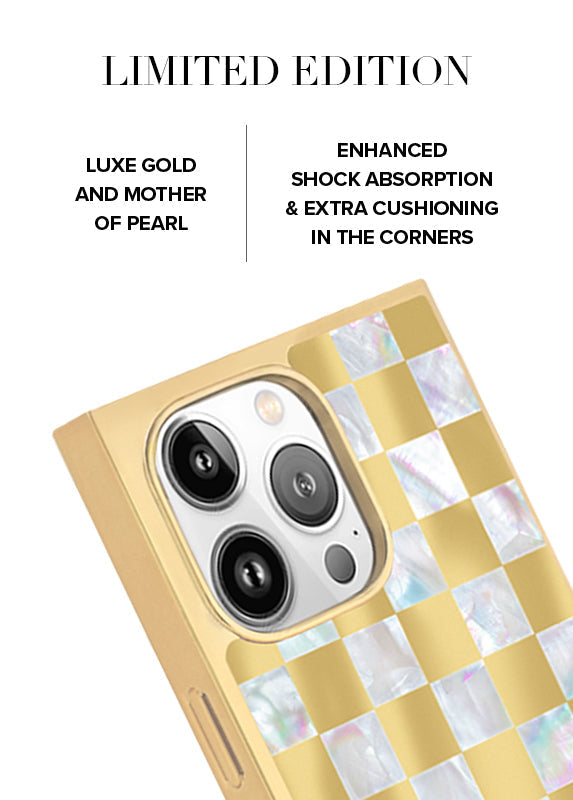 Elite Collection - SQUARE® Gold Checkered Mother of Pearl iPhone Case