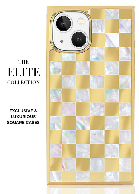 Elite Collection - SQUARE® Gold Checkered Mother of Pearl iPhone Case