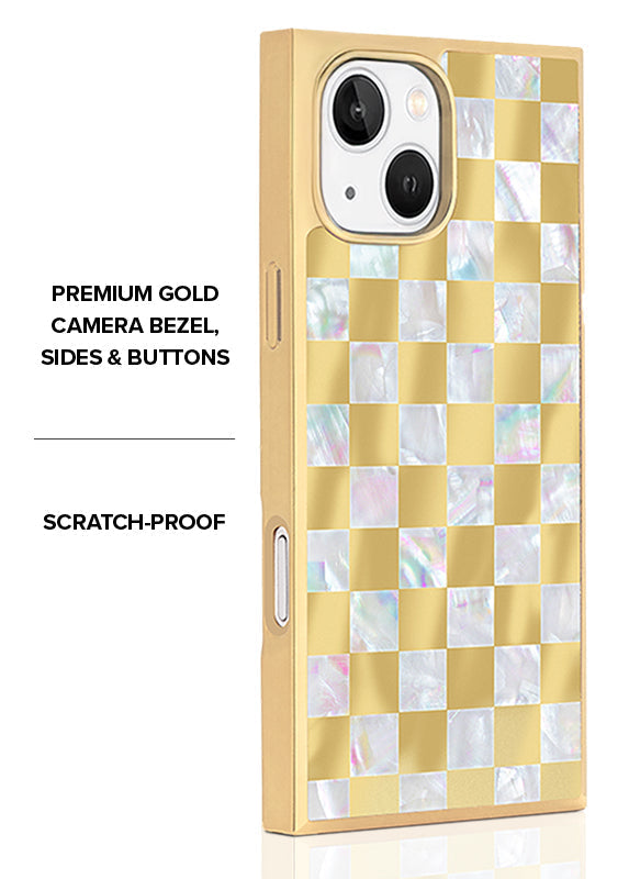 Elite Collection - SQUARE® Gold Checkered Mother of Pearl iPhone Case