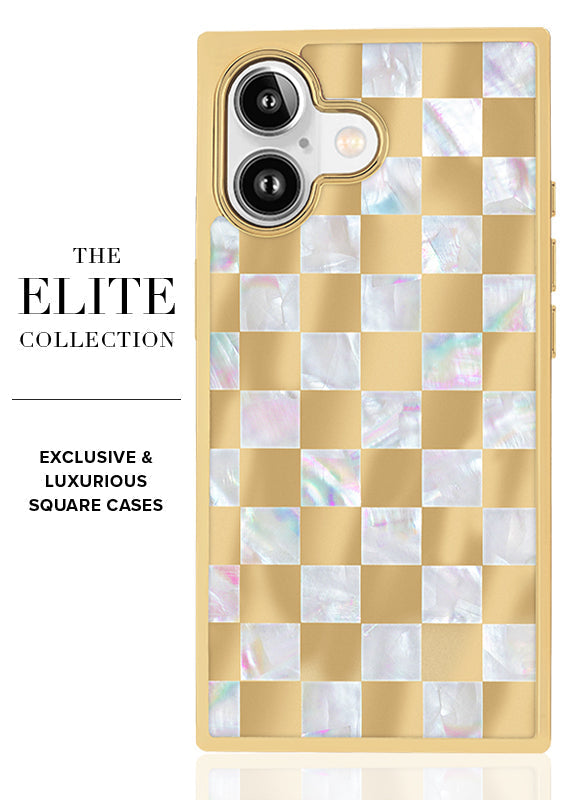 Elite Collection - SQUARE® Gold Checkered Mother of Pearl iPhone Case