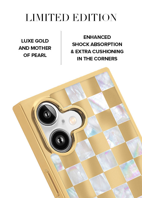 Elite Collection - SQUARE® Gold Checkered Mother of Pearl iPhone Case