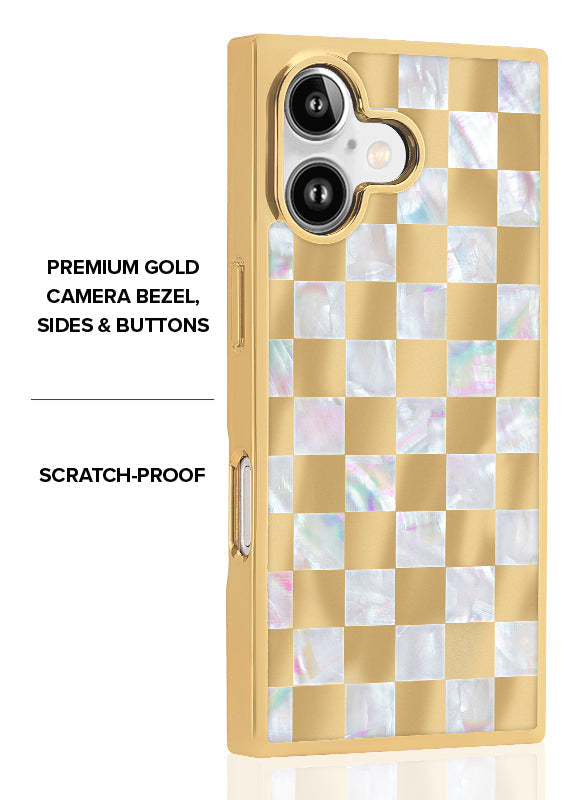 Elite Collection - SQUARE® Gold Checkered Mother of Pearl iPhone Case