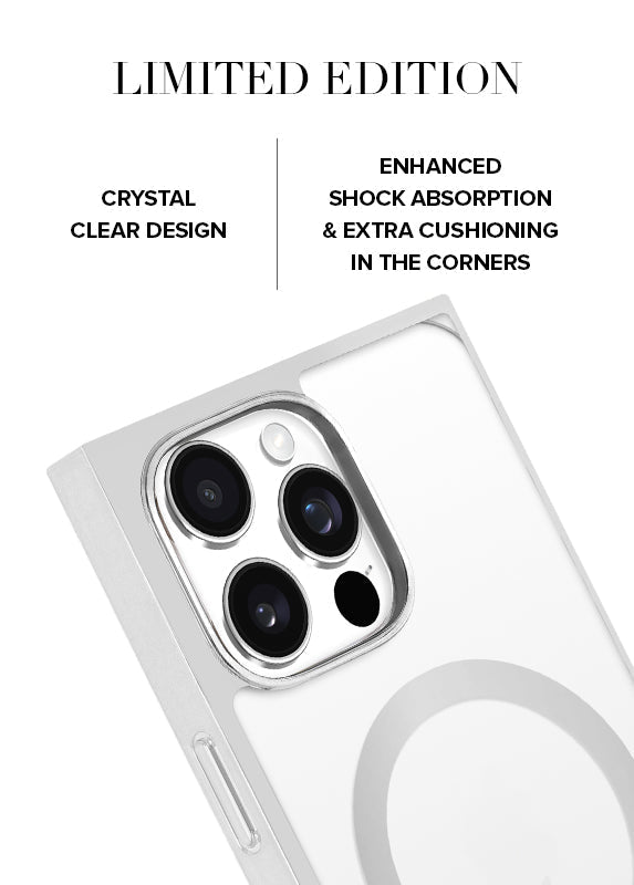 Elite Collection - SQUARE® Chromed Crystal Clear Silver iPhone Case